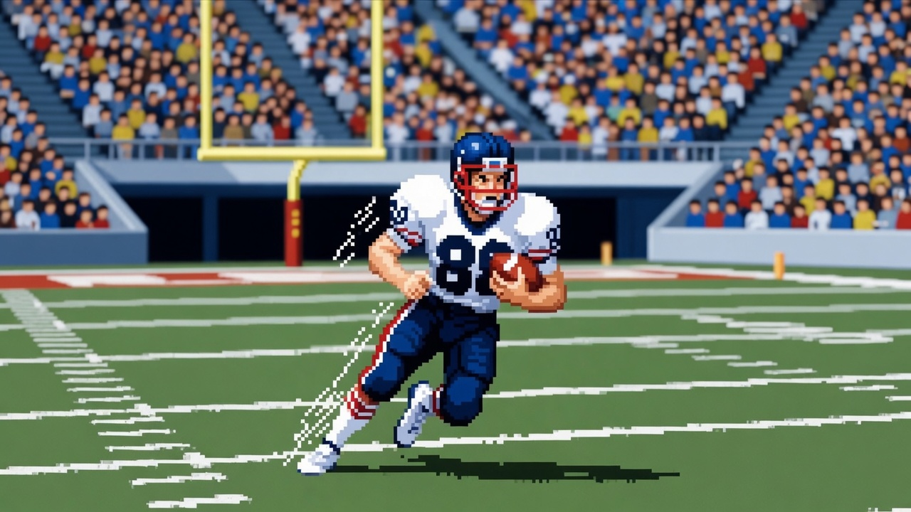 16-bit running back breaking into the open field
